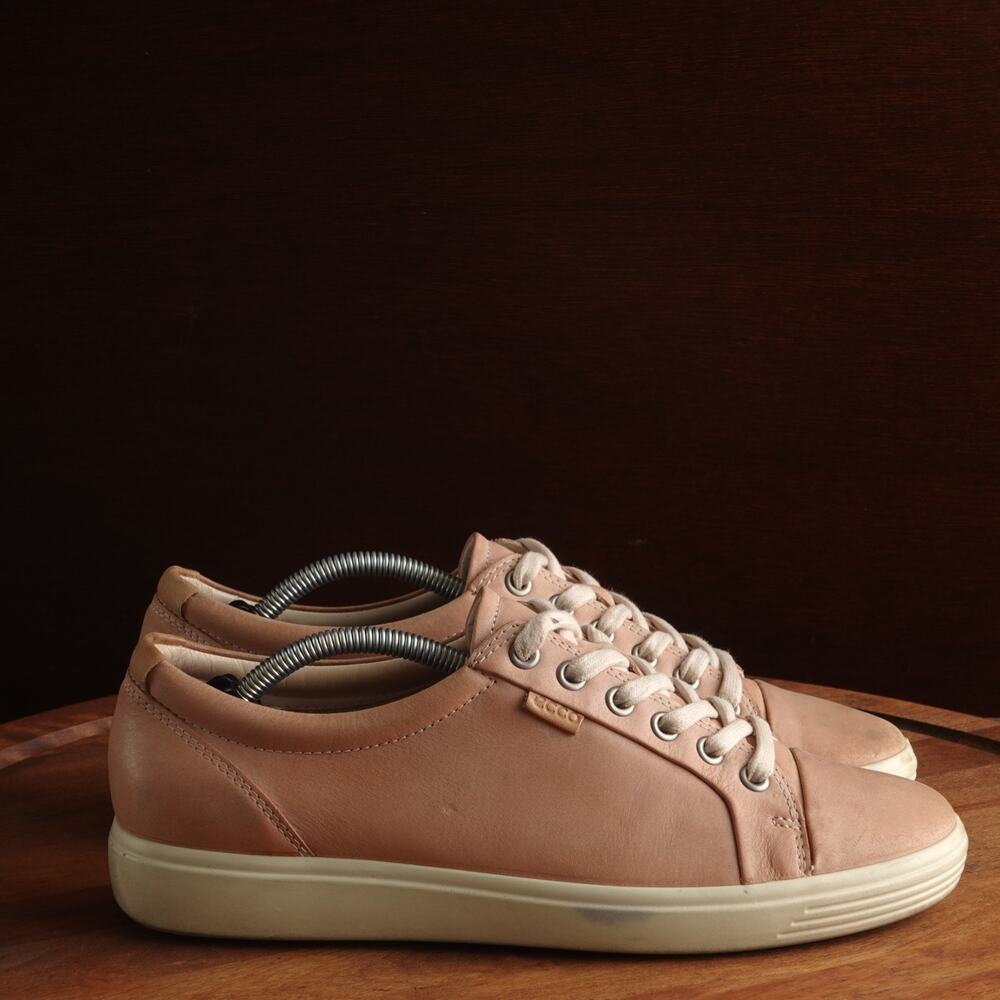 Ecco Sneakers Womens SZ EU 40 US 9 Pink Beige Soft 7 Comfort Walking Casual Shoe